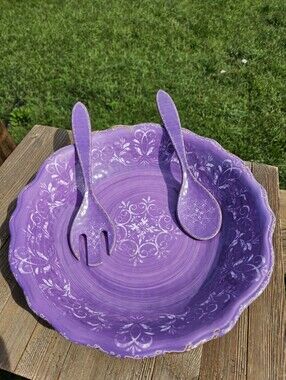 Mark Charles Misilli MCM Purple Melamine Bowl Dinnerware Salad Serving Picnic
